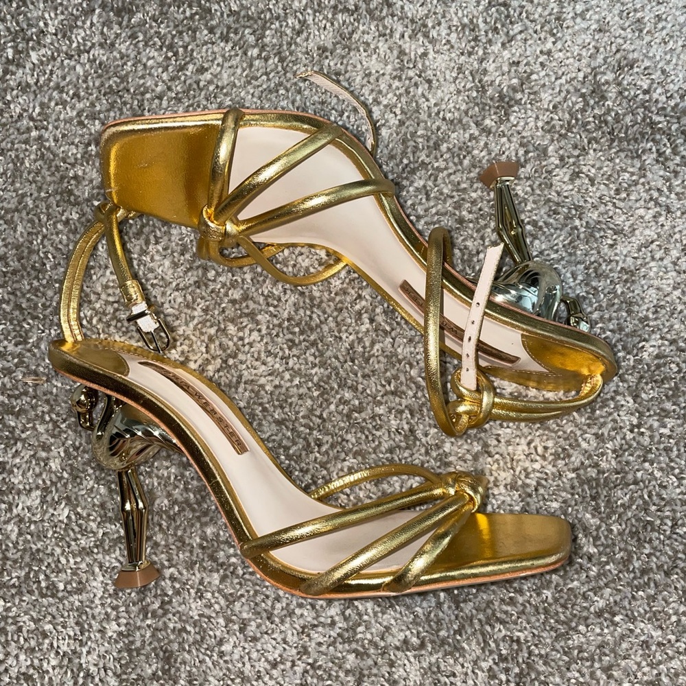 Gold sophia webster heels.